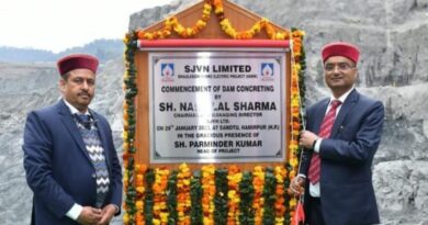 N.L Sharma, CMD, SJVN commences Dam Concreting of Dhaulasidh Hydro Project HIMACHAL HEADLINES