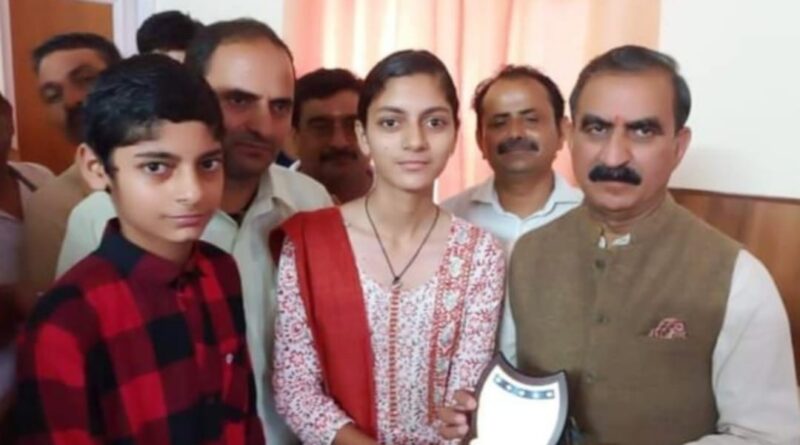 Sukhu honored Madhu Sharma for securing the 7th position in HP Board HIMACHAL HEADLINES