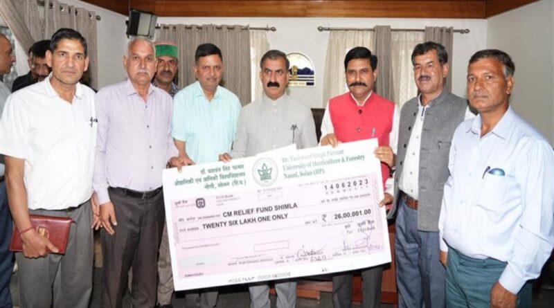Nauni varsity staff donates Rs 26 lakh to CM Relief Fund HIMACHAL HEADLINES