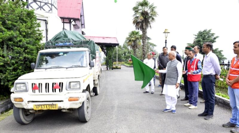 Governor Shukla flags off vehicles with relief materials for disaster-affected areas in Mandi HIMACHAL HEADLINES