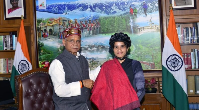 Governor Shukla felicitates cyclist Asha Malviya HIMACHAL HEADLINES