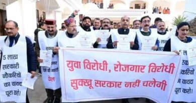 BJP legislators demonstrate outside Himachal Vidhan Sabha with degrees on their necks HIMACHAL HEADLINES